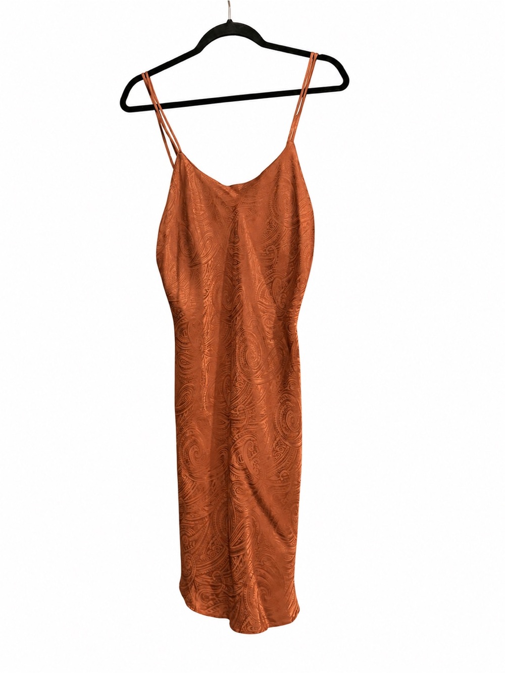 Valerie Stevens Rust Paisley Midi Slip Dress